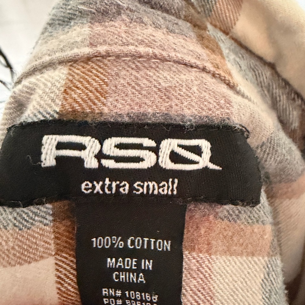 RSQ Plaid Button-Up Shirt in Cream, Rust & Gray Tones - Picture 6 of 6
